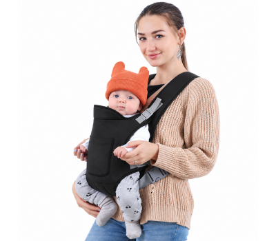 Эрго-рюкзак кенгуру Baby Carrier черный для детей 3–24 месяцев до 15 кг 4 положения ношения