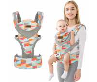Ерго-рюкзак переноска Babypark 3-в-1 геометричний Baby Carrier від 2 до 36 місяців до 30 кг 3D сітка зі складаним підголівником