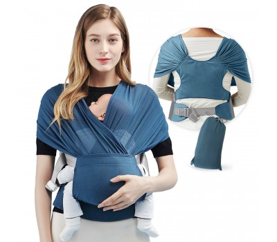 Слінг-шарф + ергорюкзак (0-15 кг) Без намотувань Надягається за 30 сек Синій