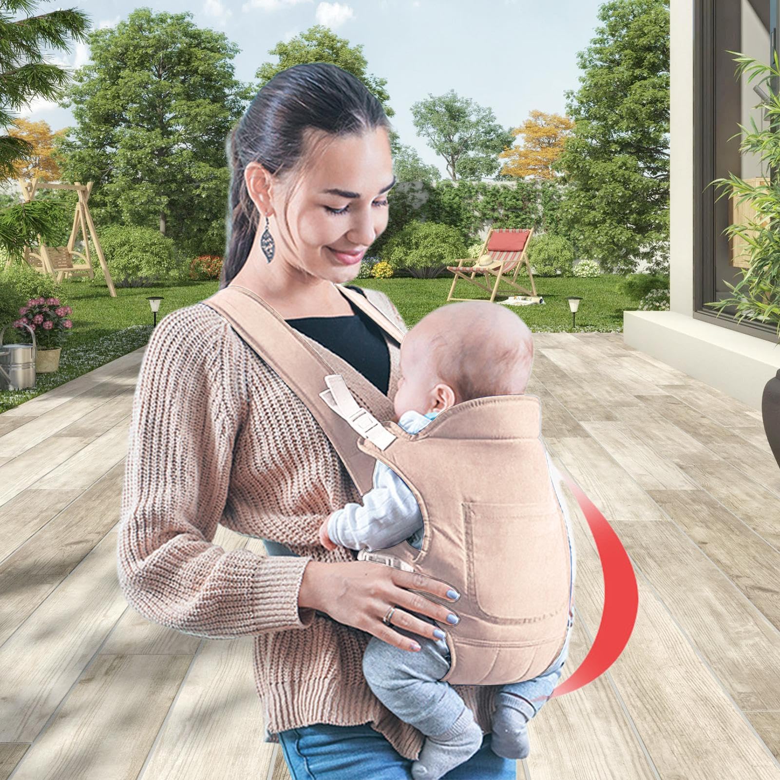 Эргономичный дизайн розового слинг-рюкзака Baby Carriers, мягкие лямки