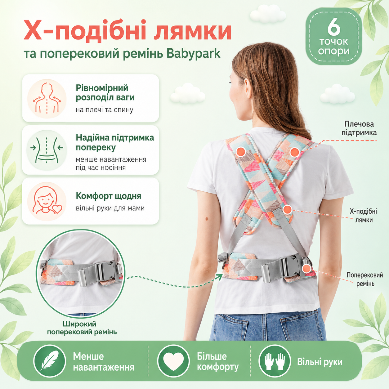 X-образные лямки и поясничный ремень Babypark