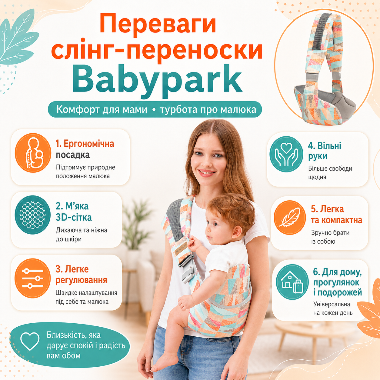 Преимущества слинг-переноски Babypark