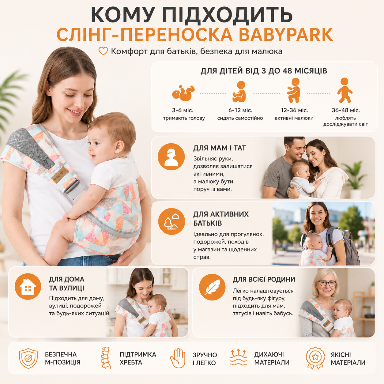 Кому подходит слинг-переноска Babypark